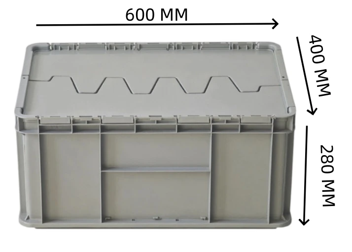 Grey Hinged-Lid Plastic Logistics Tote Box manufacturers